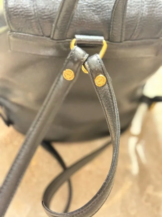 MCM Black Leather Visetos Mini Backpack with Gold Accents - Picture 6 of 16